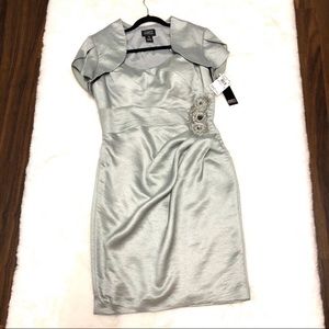 Adrianna Papell silver Beaded Dress Sz 10